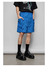 Pleated Metal Nylon Tech Cargo Shorts