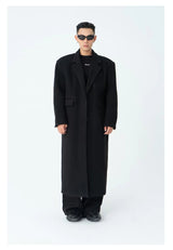 Men's Long Woolen Shoulder-padded Coat