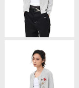 Wool Blend Badge Long Sleeve Cardigan