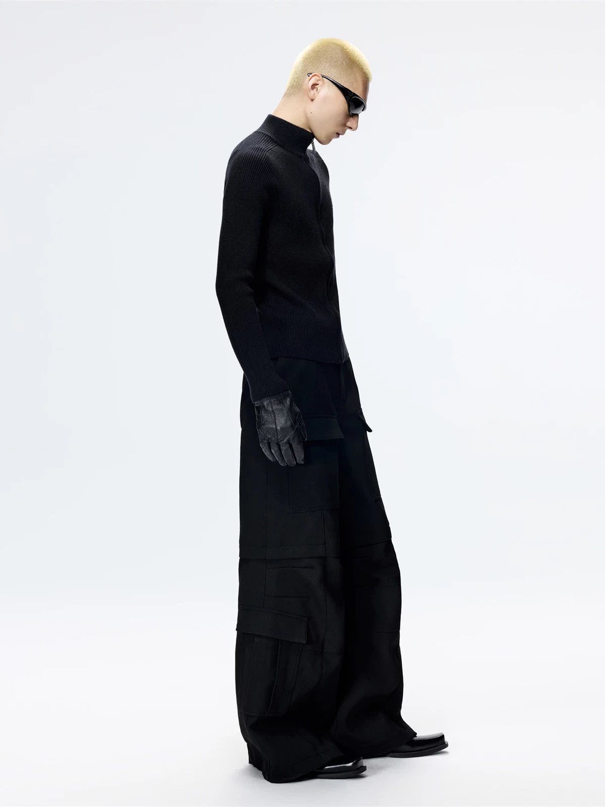 Unisex Black Short Slim Knit Cardigan