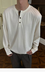 Long Sleeve Color Block Linen Henley