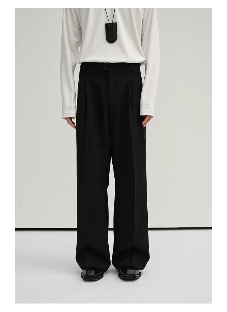 Waist-Adjustable Striped Flared Merino Wool Pants