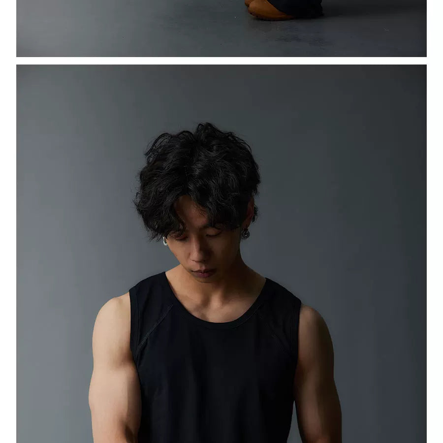 Black Double Layer Slim Tank Top
