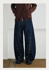 Men's Curved Wide Leg Denim Pants