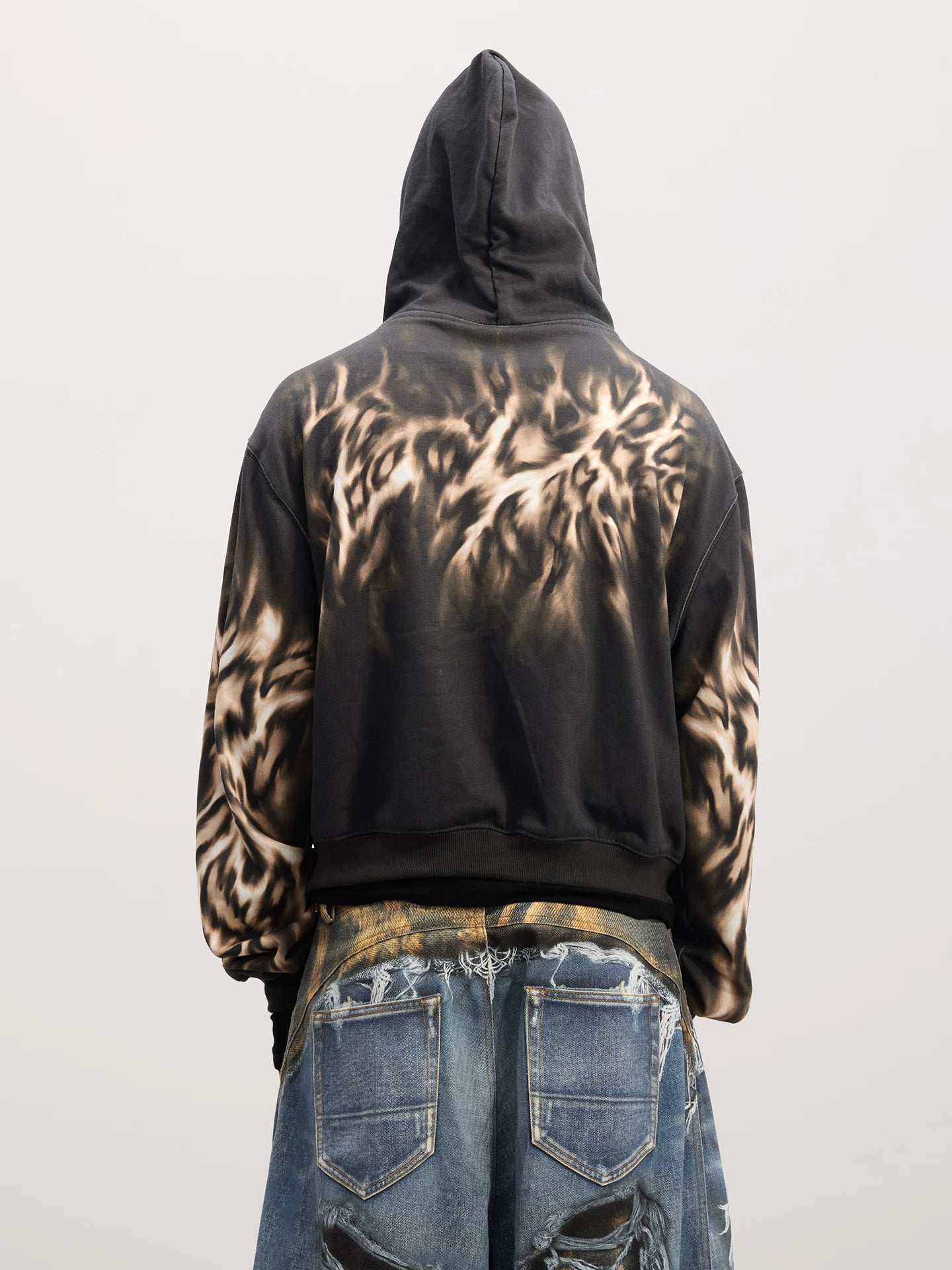Leopard Embroidered Dual Zip Boxy Hoodie