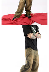 Heavy Washed Bamboo Print Baggy Jeans