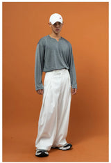 Men's Pleated Wide Leg Dress Pants