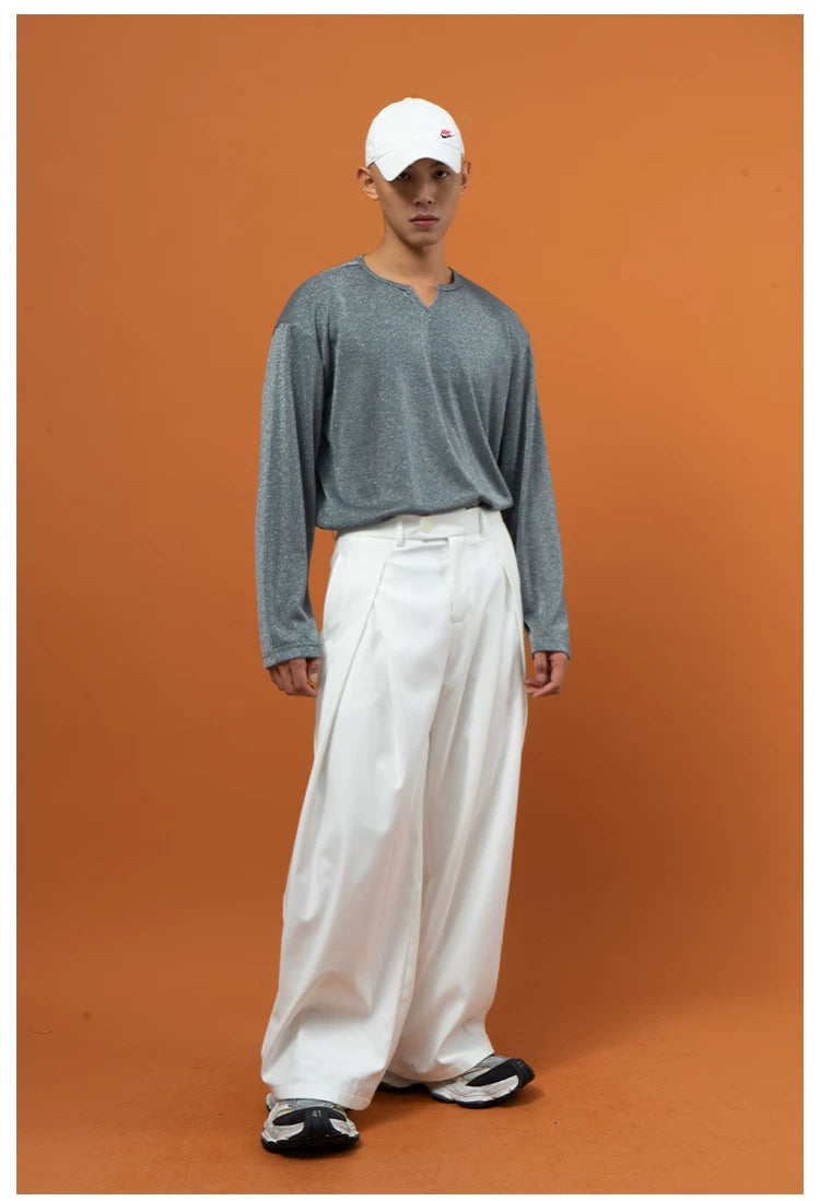 Men's Pleated Wide Leg Dress Pants