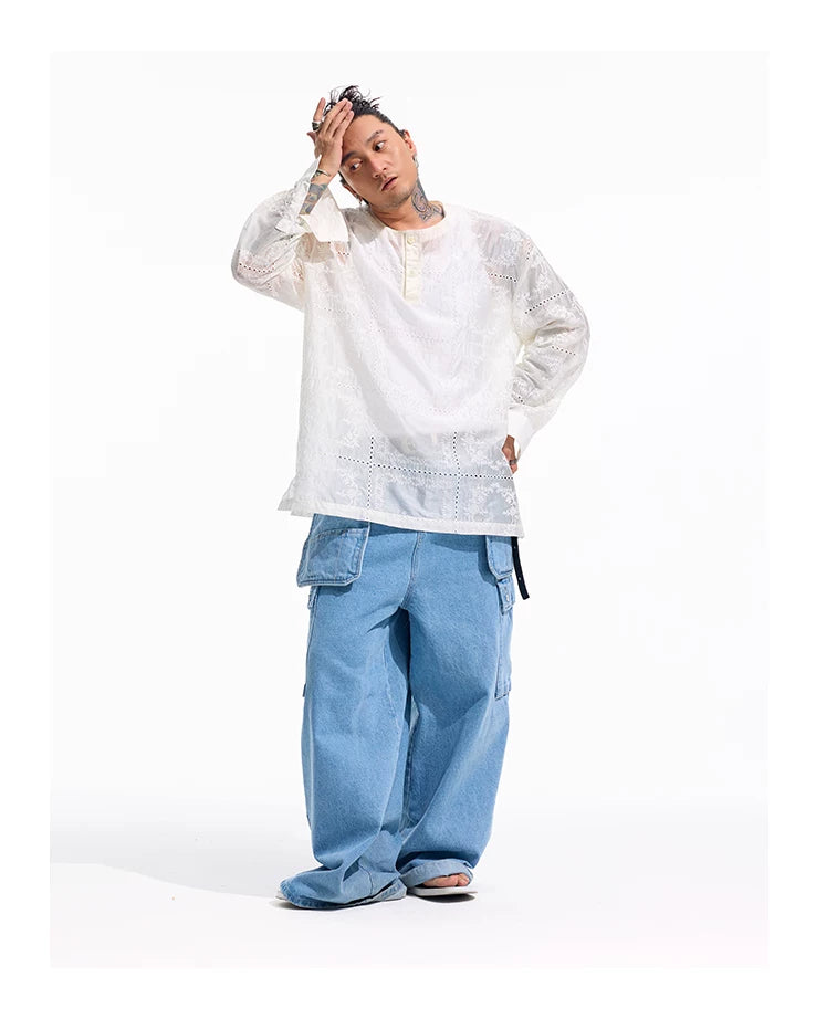 Long-Sleeve Embroidered Lyocell Shirts