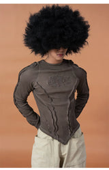 Men's Slim Striped Distressed Long-Sleeve Tee