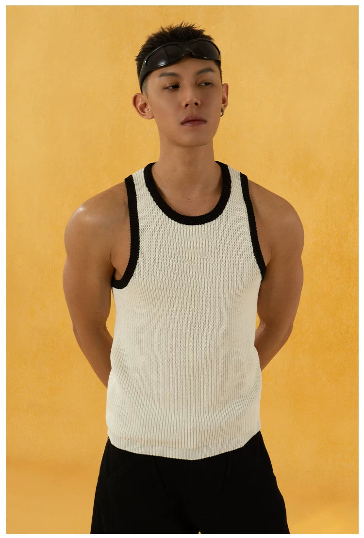 Men's Color Block Rib Knit Vest
