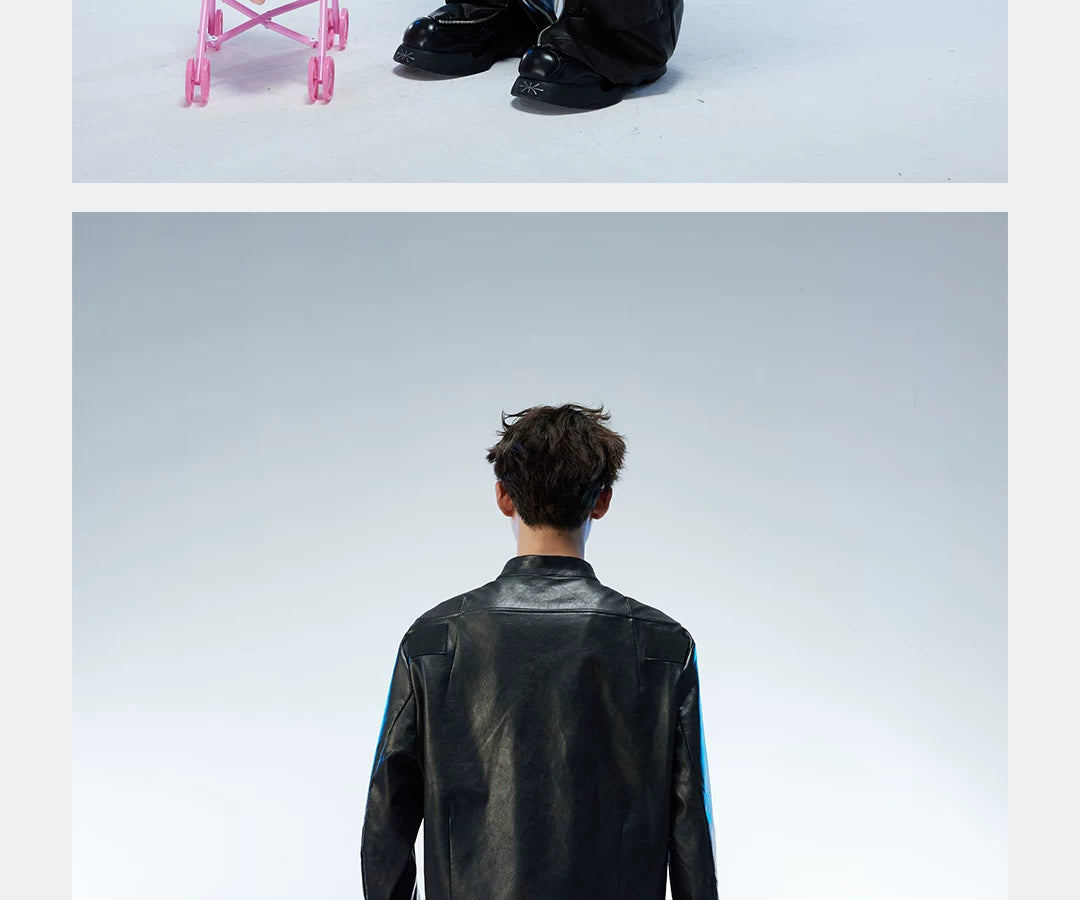 Men's Distressed Cropped Leather Moto Jacket
