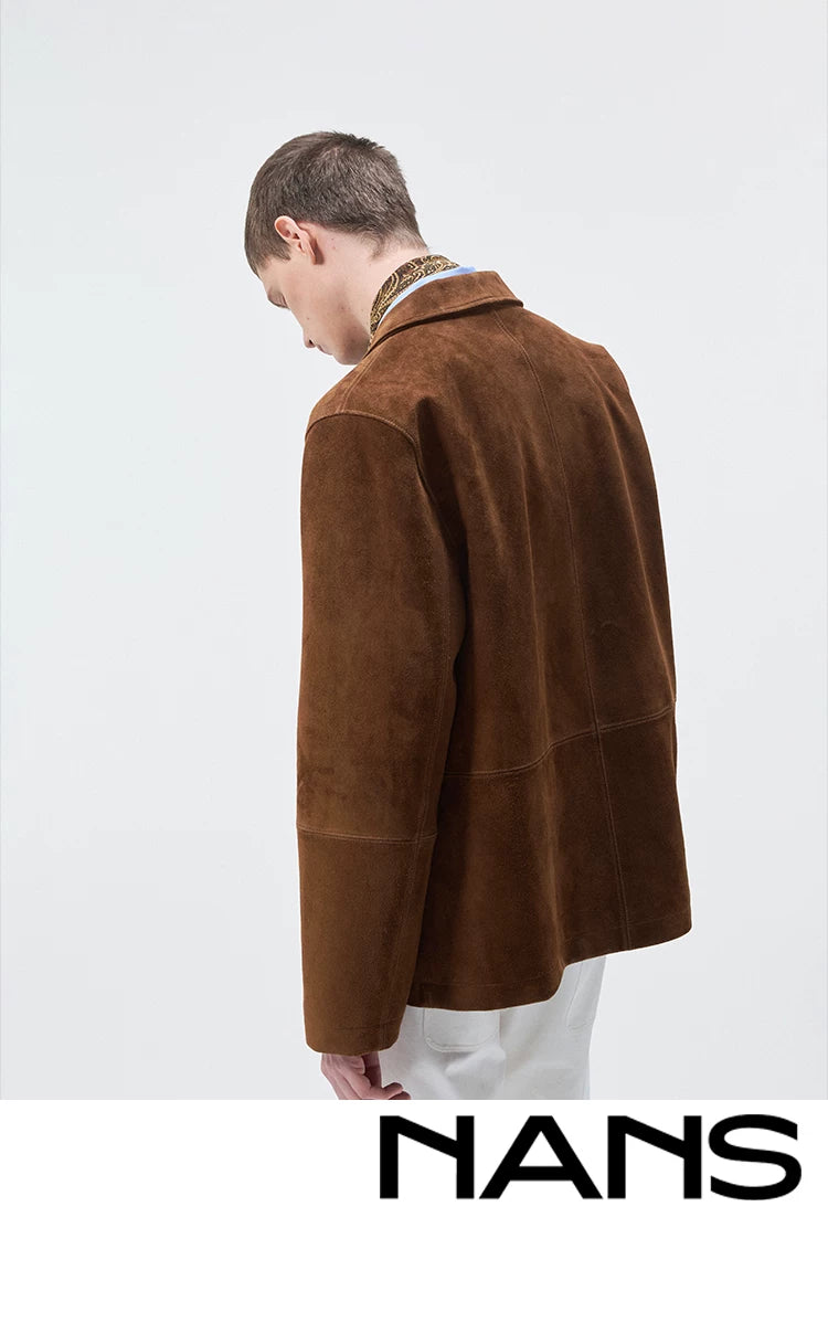 Cupro Lined Suede Leather Lapel Jacket