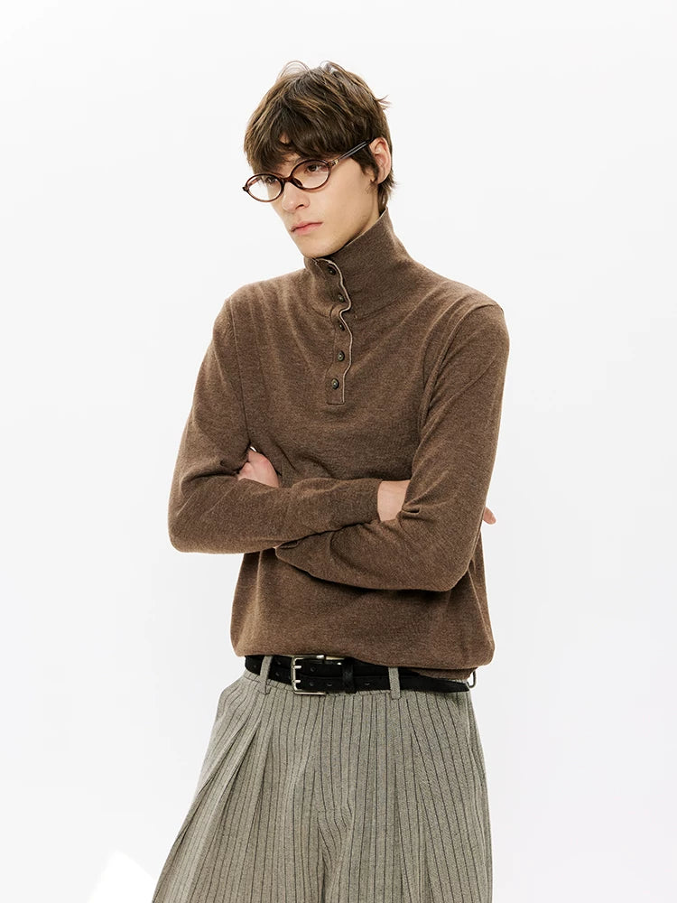 30% Wool Double Collar Polo Tops