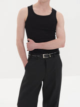 Textured Leather Belt With Buckle