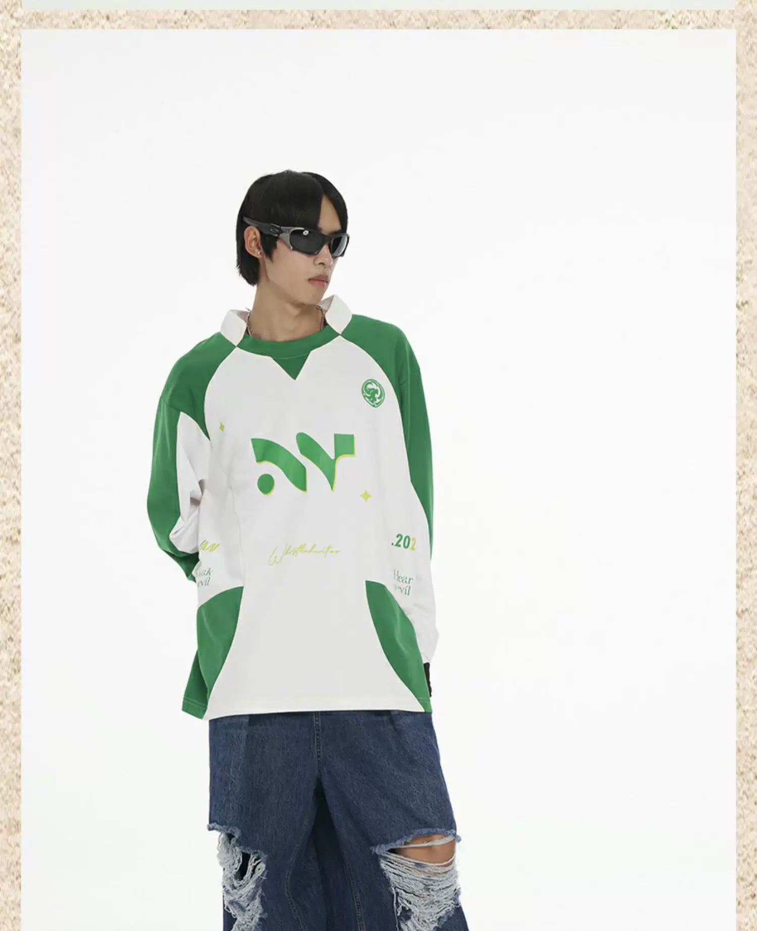 Men's 2-Tone Long Sleeve Cotton Jersey