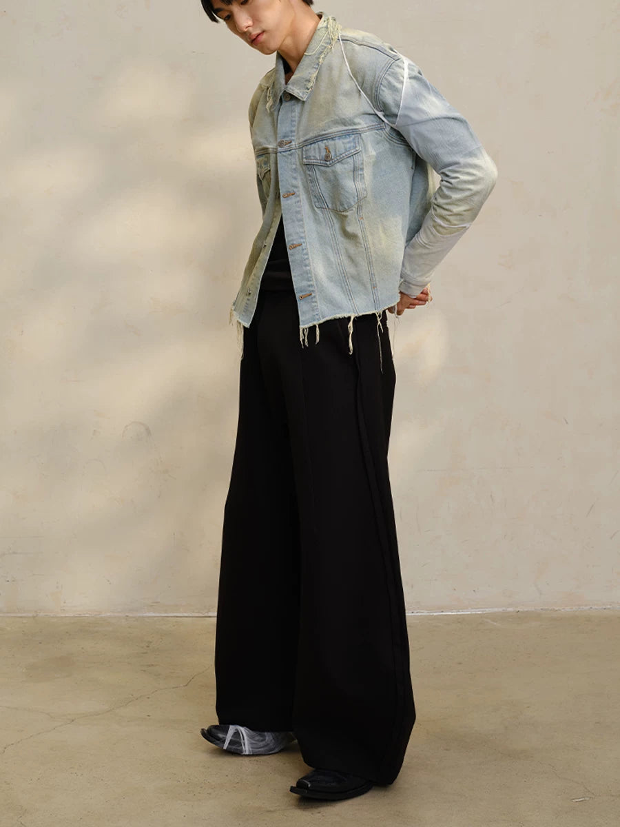Cropped Ripped Distressed Denim Jacket