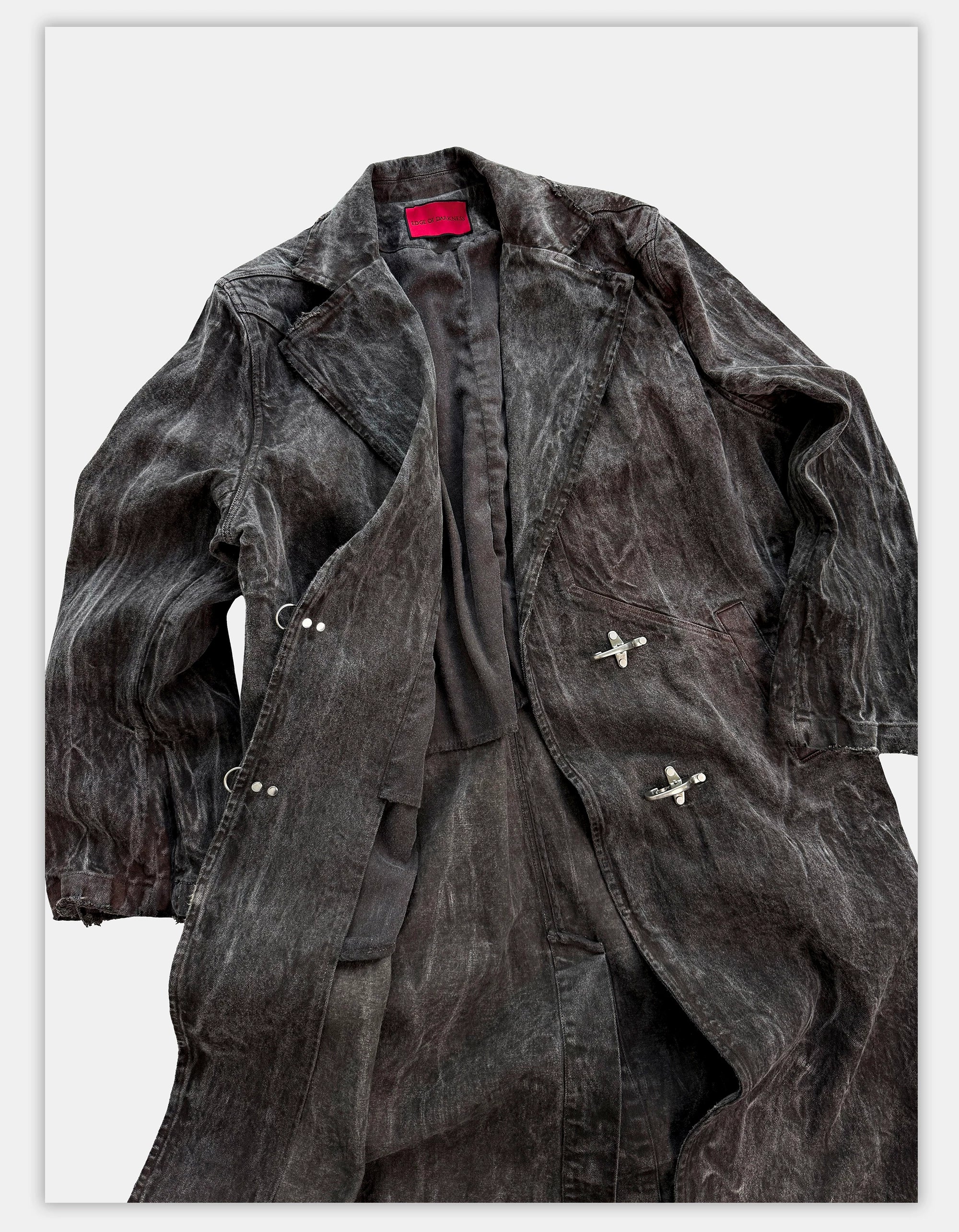 Collared Distressed Tie-dye Denim Coat