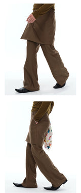 Men's Fake Two-Piece Wool Flare Pants