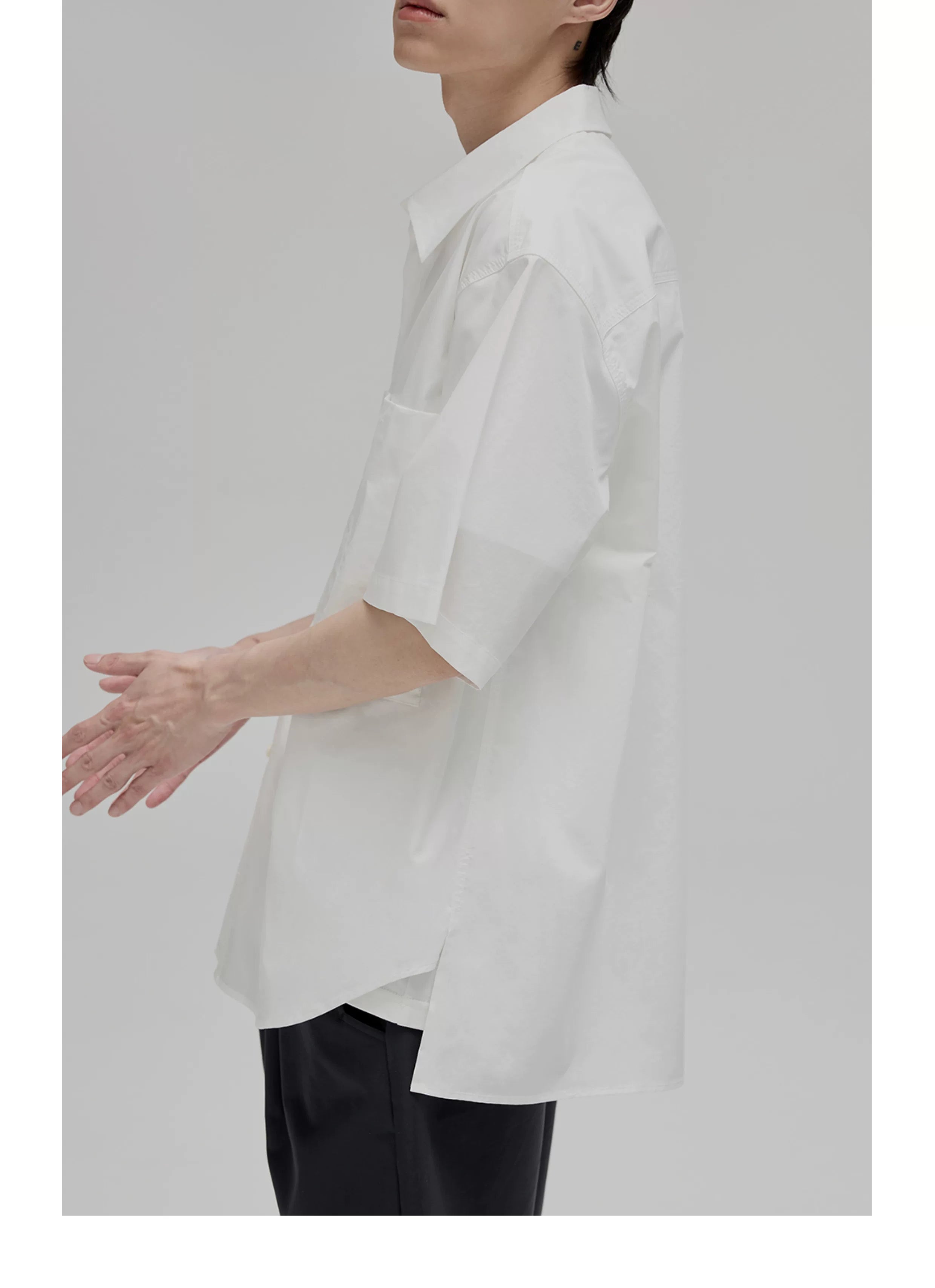 Short Sleeve Square Neck Cotton Shirt