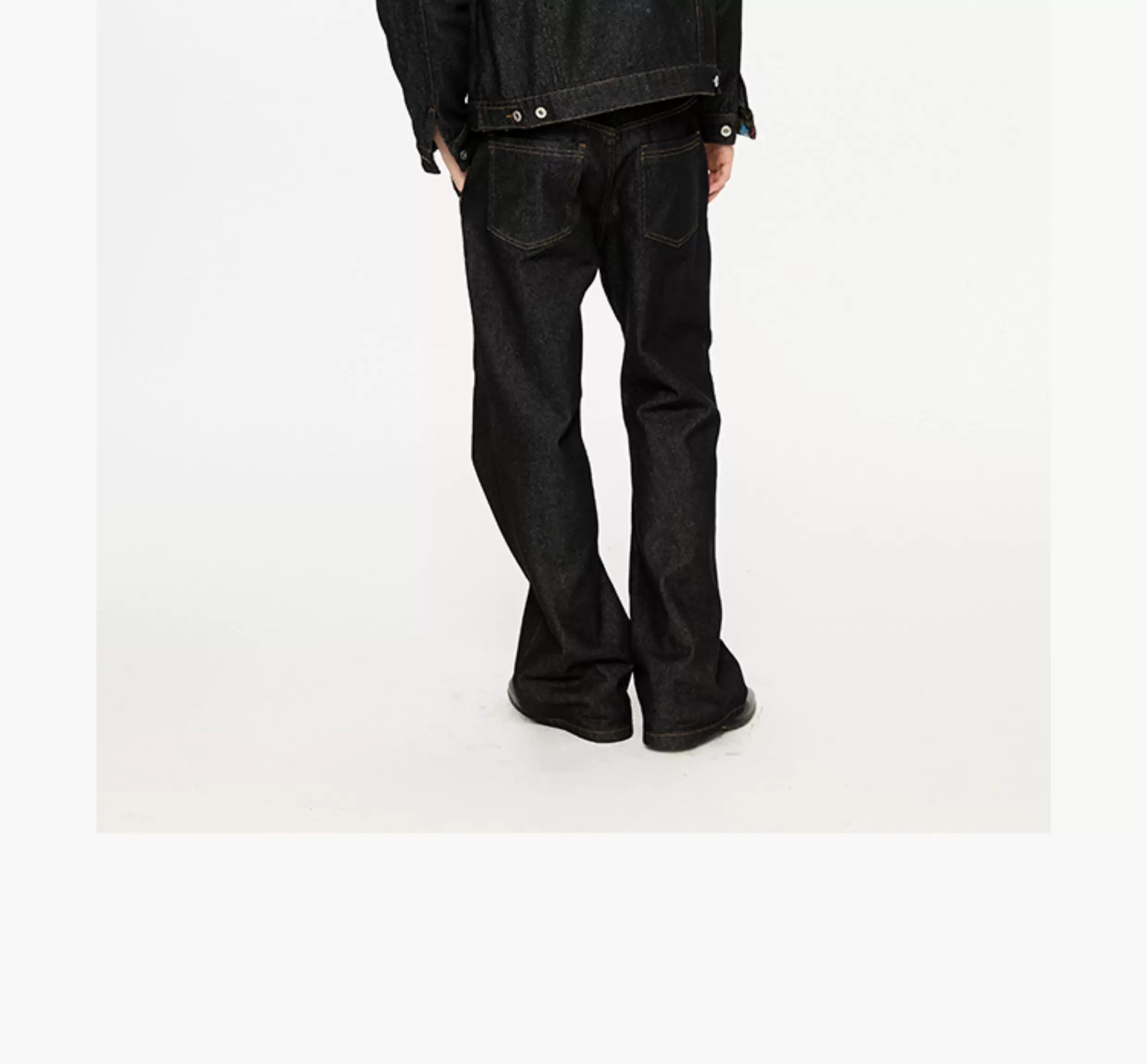 Washed Color-Blocked Floral Jacquard Flare Jeans