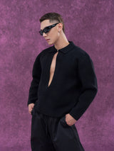 Long Charcoal V Neck Wool Sweater