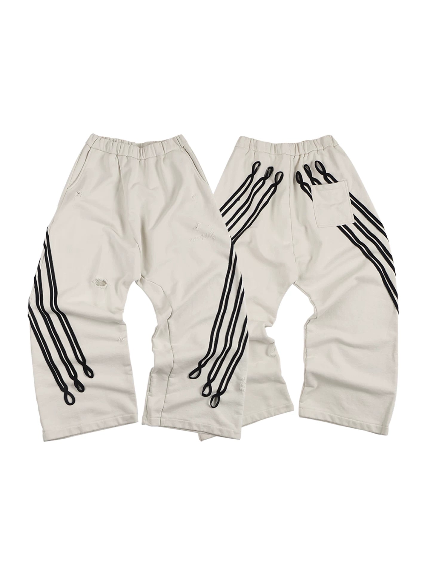 Distressed Curved Royal Ribbon Sweatpants