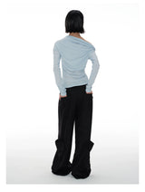Dual Pocket Pleated Straight Flared Pants