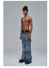 Cleanfit Green Washed Multi-pocket Straight Jeans