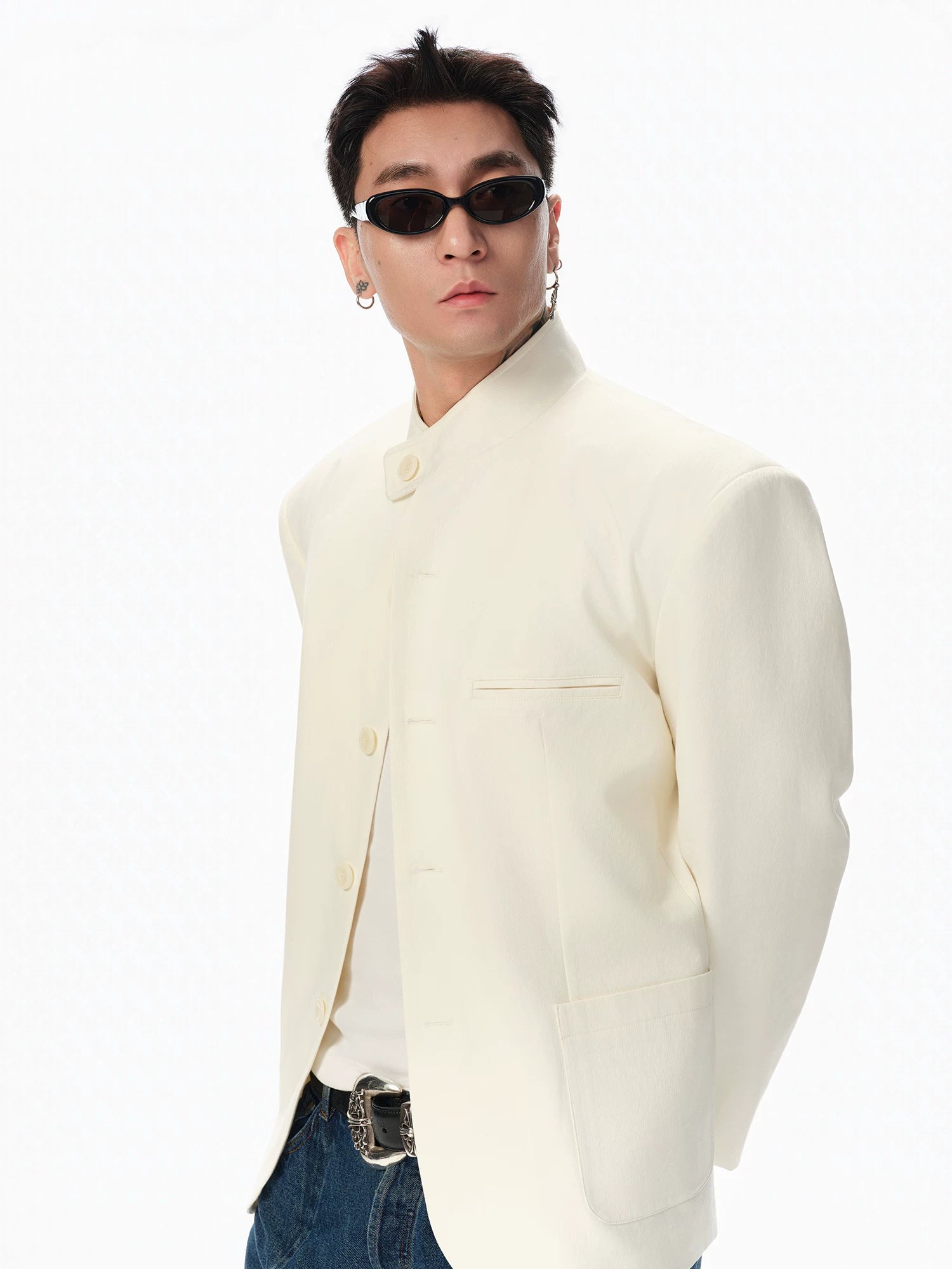Hemp Stand-Collar Blazer