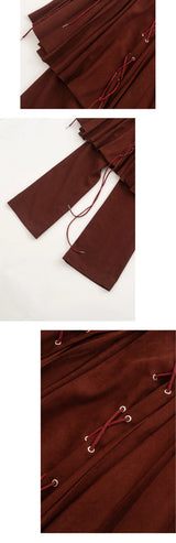 Unisex Double Layer Drawstring Pleated Skort