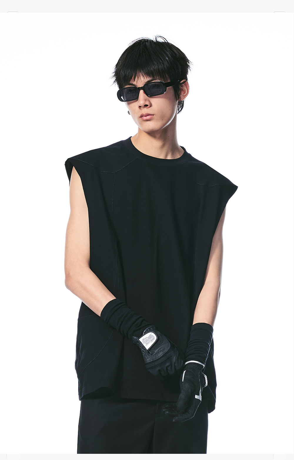 Black Deconstructed Padded Tank Top