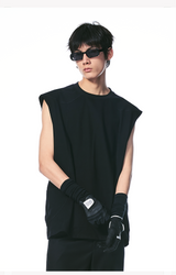 Black Deconstructed Padded Tank Top