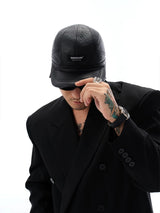 Warm Black Leather Earflap Baseball Cap