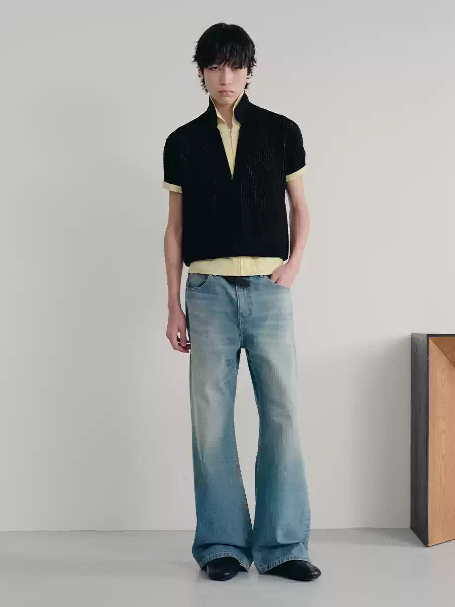 13.5oz Vintage Washed Straight Denim Jeans