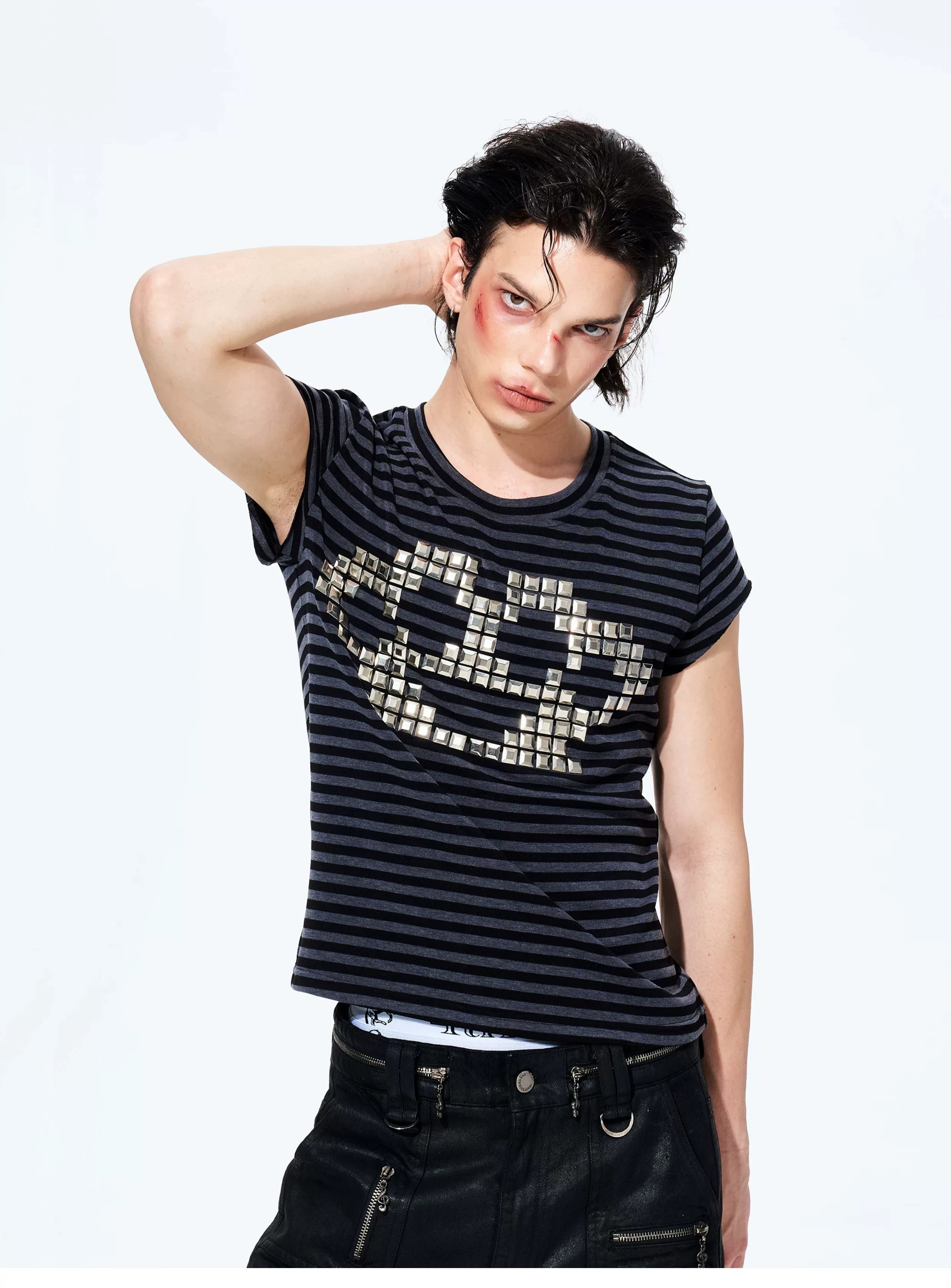 Rivet Striped Flutter Sleeve Tee