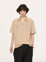 Embroidered Seagull V-neck Polo Shirts
