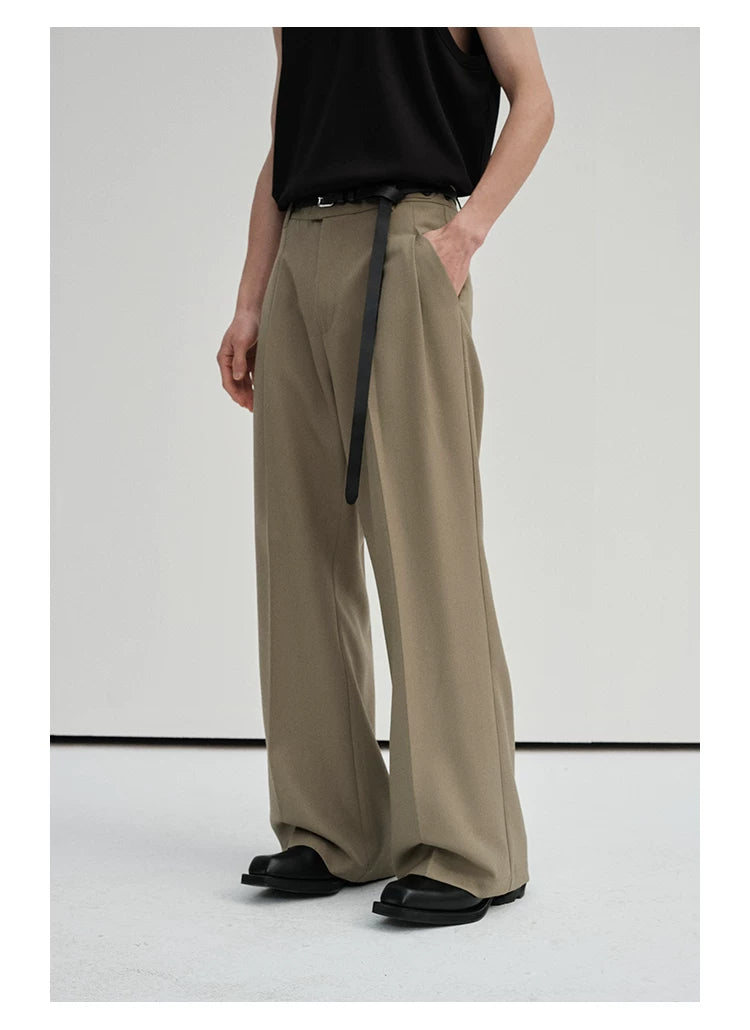 Waist-Adjustable Striped Flared Merino Wool Pants