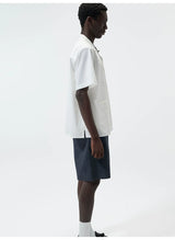 Short-Sleeve Cuban Collar Linen Blend Shirt