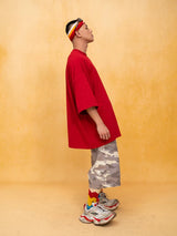 Men's Oversized Red Black White Tees