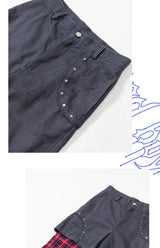 Y2K Punk Lace-Up Plaid Cargo Pants