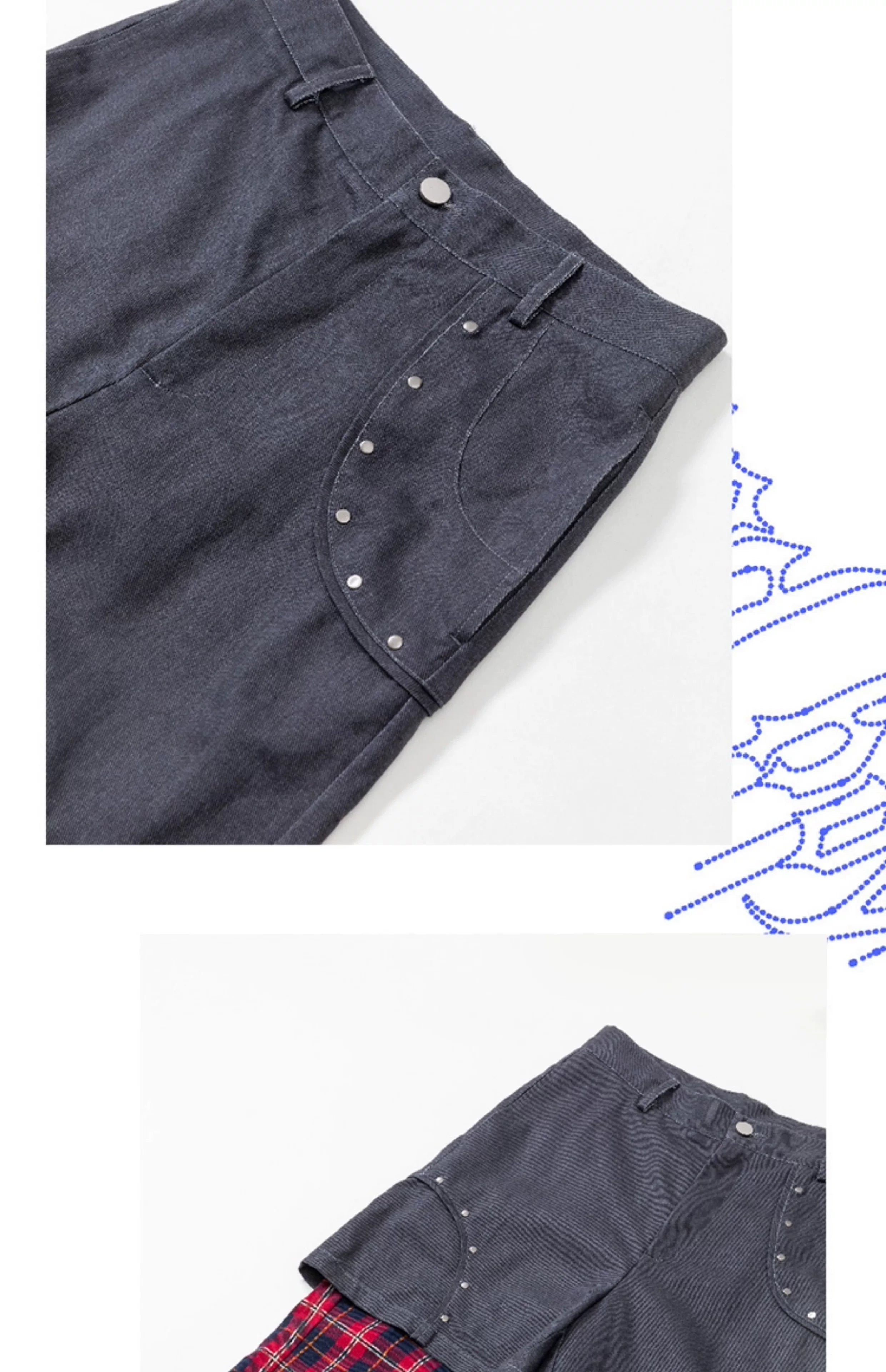 Y2K Punk Lace-Up Plaid Cargo Pants