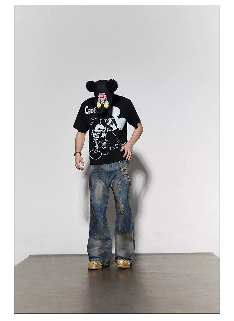 Rhinestone Mickey Print Tees