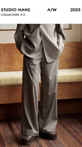 Adjustable Waist Wool Blend Dress Pants