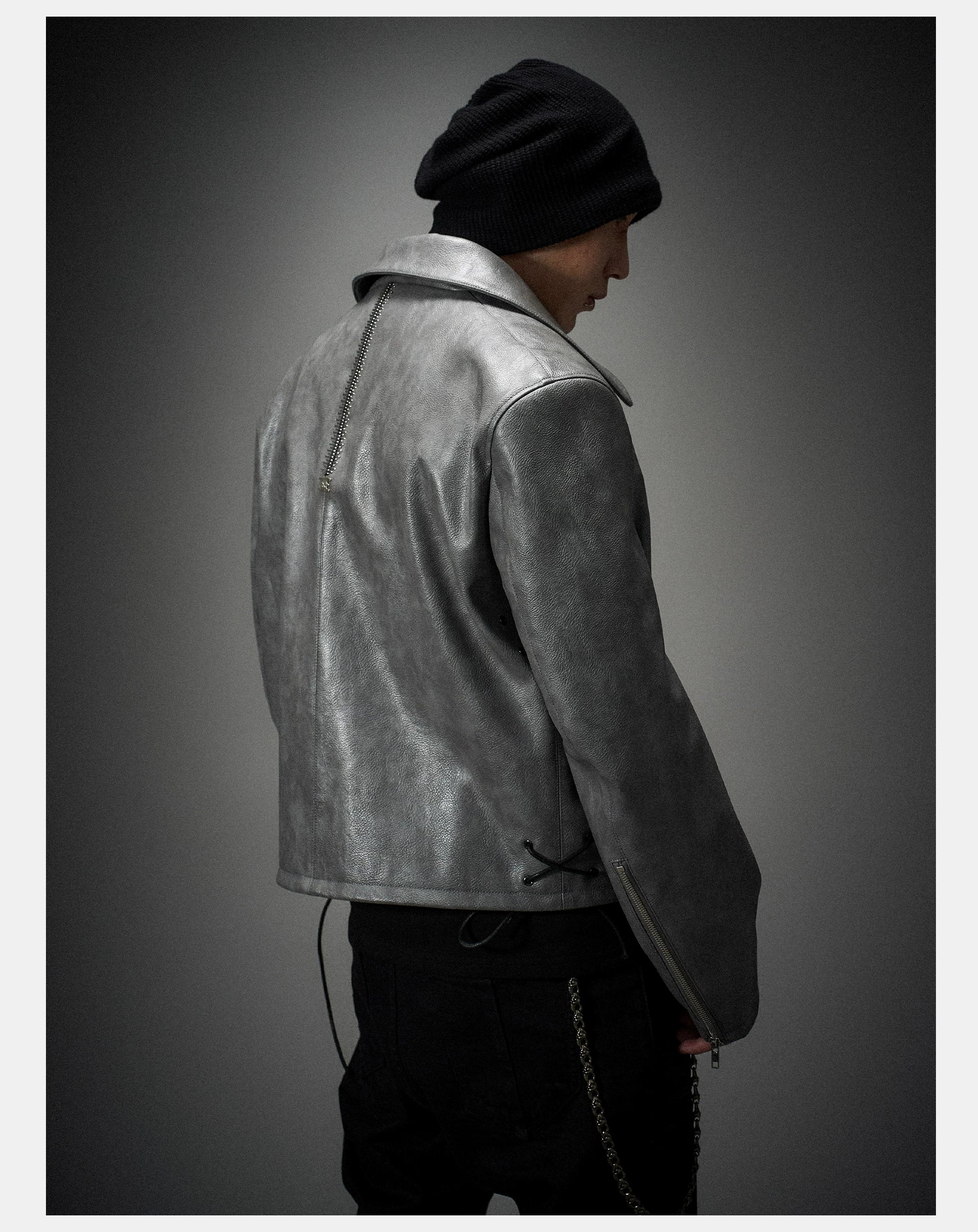 Vintage Stand Collar Biker Jacket