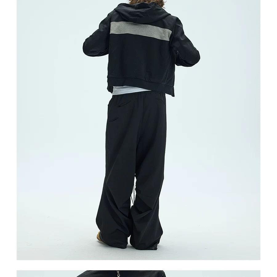 Black Side Adjustable Chain Casual Pants