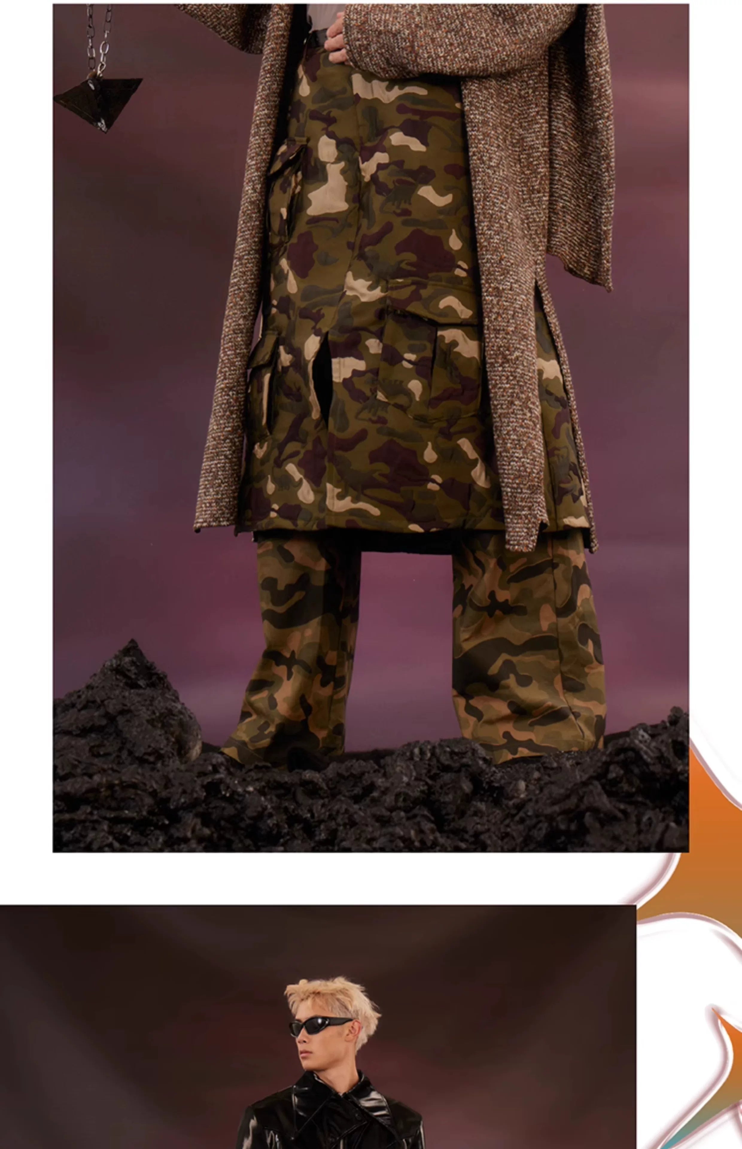 Cute Unisex Military Double-layer Dinosaur Skort