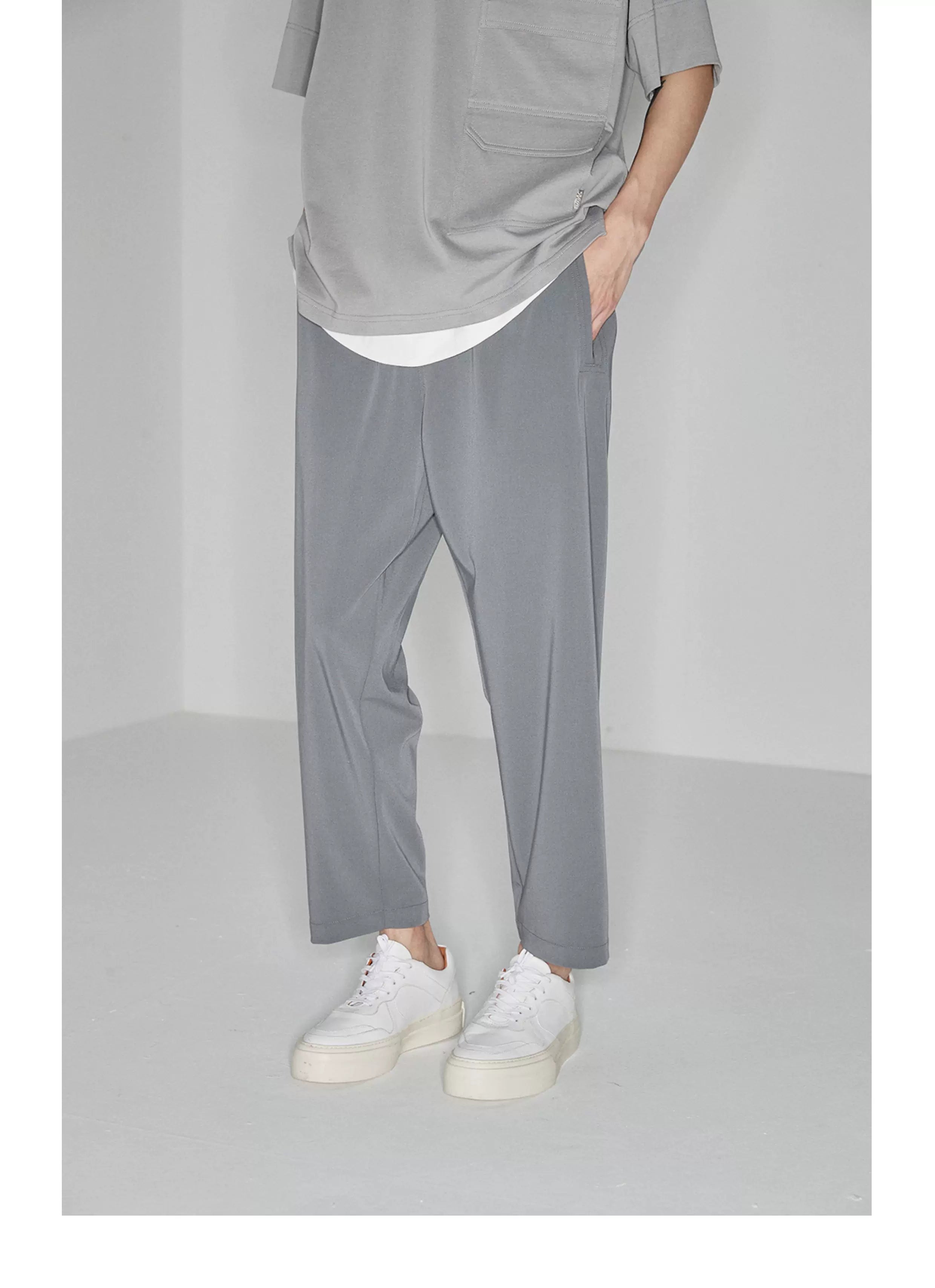 Drapey Stretchy Elastic Waist Cropped Pants