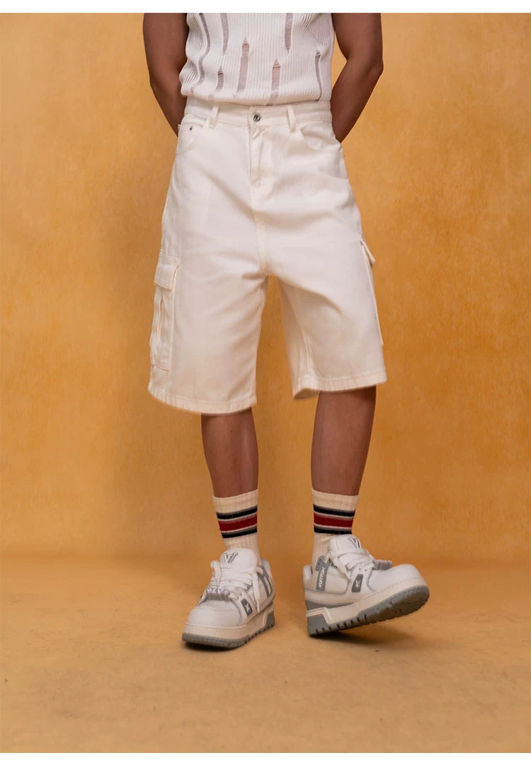 Men's Vintage Loose Cargo Denim Shorts