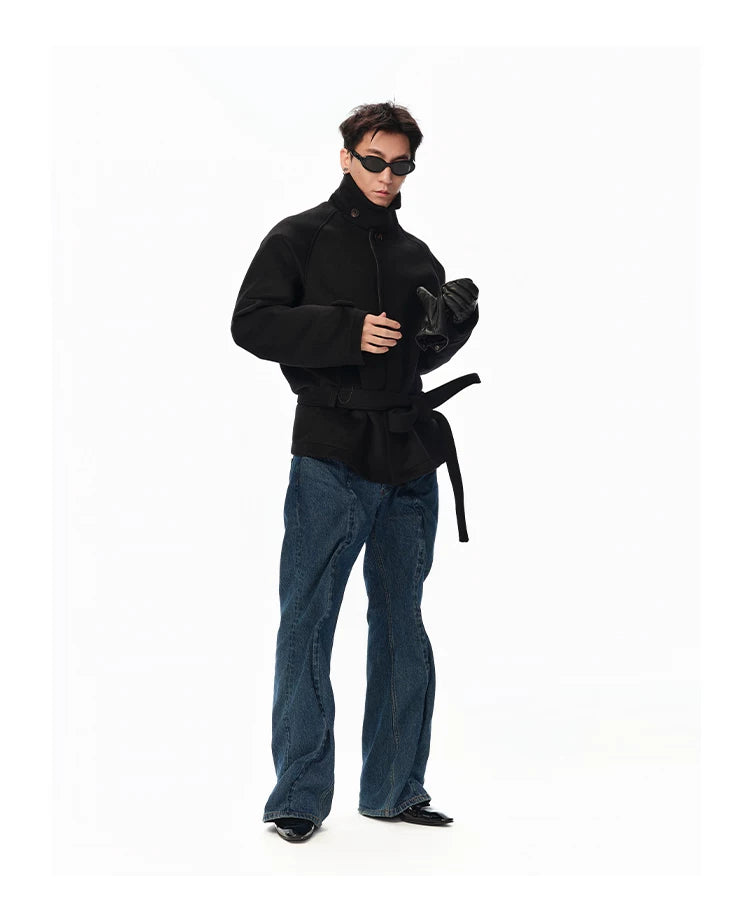 100% Wool Cropped Raglan Coat